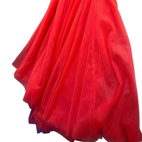 Angela & Alison Watermelon Beaded Strapless Mermaid Prom Formal Dress Women 2 - Picture 9 of 12